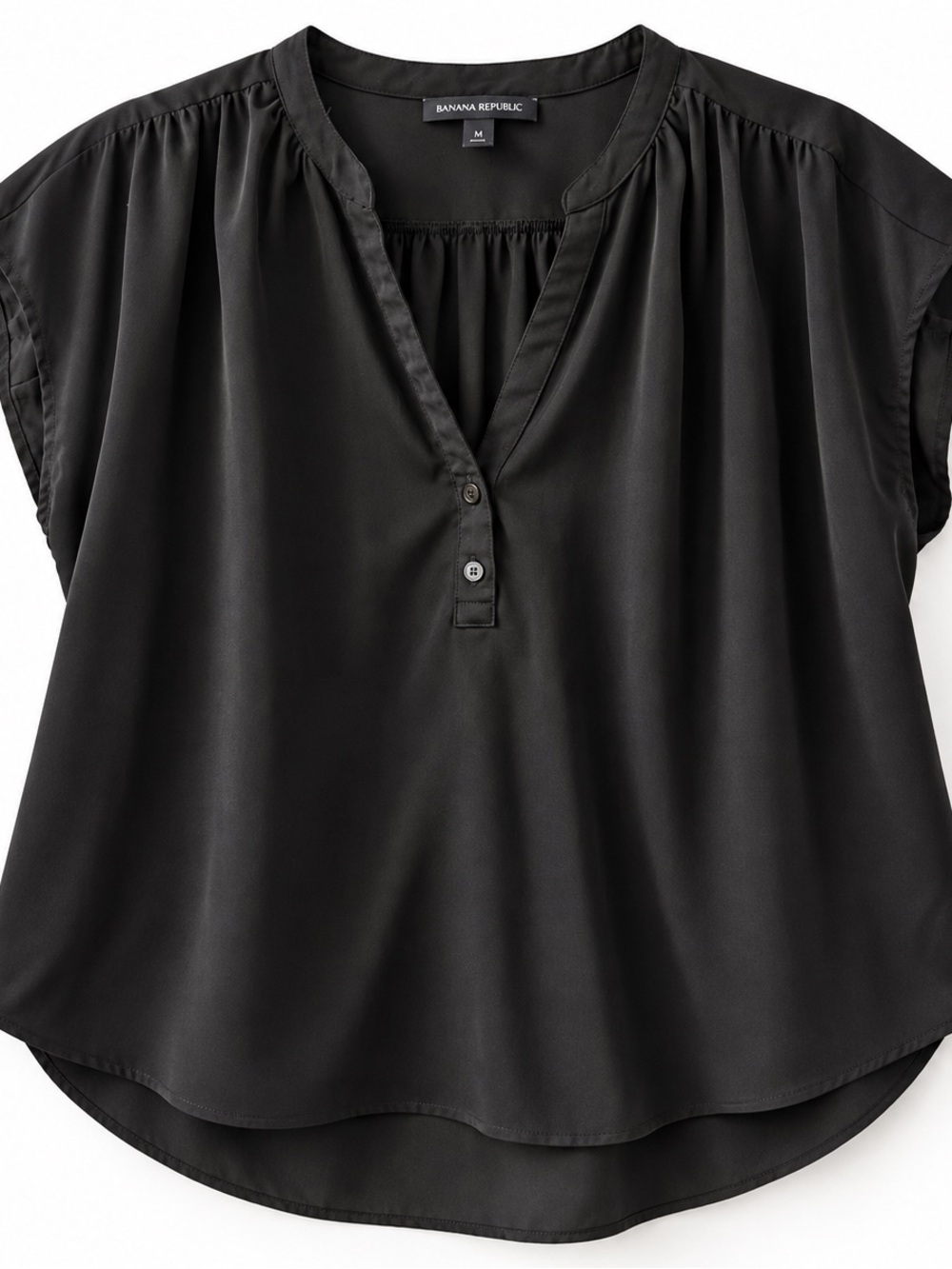 Banana Republic Black Cap Sleeve V-Neck Blouse Size M